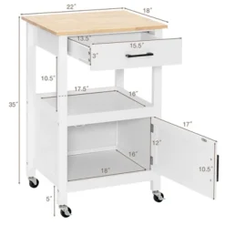 Costway Rolling Kitchen Island Cart On Wheels Bar Serving Trolley W/Drawer Cabinet BlackWhite -Baxton Studio Shop GUEST b3455d2b 9a08 4565 91b3 471ad356d8a2