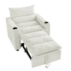 Velvet Convertible 3-in-1 Adjustable Sleeper Sofa Chair With Pullout Bed And Cup Holder -Baxton Studio Shop GUEST b34a2f30 aaf3 45ca 9715 47236a83ccf5