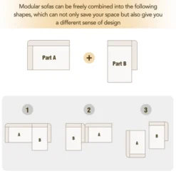 112.2"W Modern Minimalist L-Shaped Sofa, Chenillie Upholstered Modular Free Combination Sofa Set - ModernLuxe -Baxton Studio Shop GUEST b36bd2b3 14b1 4a7f 9ac1 6ed394d5a626
