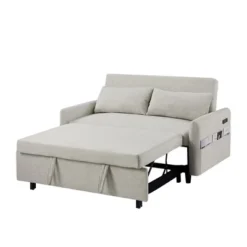 Pull-out Sleeper Sofa Bed, Convertible Loveseat Sofa Couch With Adjsutable Backrest, Two Throw Pillows And USB Ports -ModernLuxe -Baxton Studio Shop GUEST b36f062d 97ec 4b40 a2b9 c6489b74365c