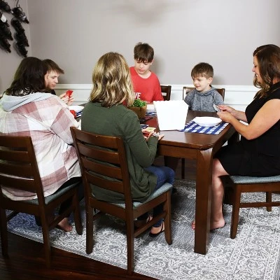 Sunnydaze Decor Sunnydaze Indoor 7-Piece Solid Rubberwood Dining Table And Chairs Set - Dark Walnut With Gray Cushions 7 Sunnydaze Decor Sunnydaze Indoor 7-Piece Solid Rubberwood Dining Table And Chairs Set - Dark Walnut With Gray Cushions - Image 7