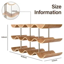 Itopfox Countertop Wine Rack - 12 Bottle Freestanding Wine Holder Stand - 3 Tier Wooden Storage - Wavy Organizer For Cabinet Pantry Kitchen Bar -Baxton Studio Shop GUEST b398fa99 850e 4a04 ab52 81d24c8e093f