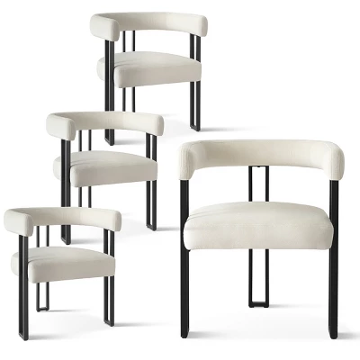 Velvet Dining Chairs Set Of 4, Upholstered Accent Armchairs With Geometric Black Metal Legs For Kitchen Or Dining Room - Maison Boucle 1 Velvet Dining Chairs Set Of 4, Upholstered Accent Armchairs With Geometric Black Metal Legs For Kitchen Or Dining Room - Maison Boucle