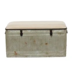 Farmhouse Upholstered Metal Storage Bench - Olivia & May