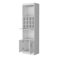 Gulches Compact Multifunctional Bar Cabinet With Integrated Wine Storage, Multiple Shelves And 2 Doors High Quality Design -Baxton Studio Shop GUEST b3d99a24 da35 4700 9419 9cdbacd3cab9