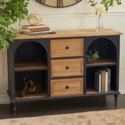 Farmhouse Wood And Metal Cabinet Black - Olivia & May