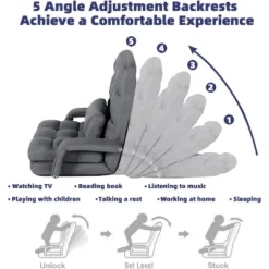 Folding Sofa Bed With USB, Convertible Sleeper Chair With 5-Position Adjustable Back, Small Comfy Couch For Bedroom, Apartment, Dorm – Grey 9 Folding Sofa Bed With USB, Convertible Sleeper Chair With 5-Position Adjustable Back, Small Comfy Couch For Bedroom, Apartment, Dorm – Grey -Baxton Studio Shop GUEST b3ef9d0f 05b2 4b4b a1b8 df1ad31811b1