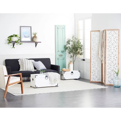 Farmhouse Wood Patterned Room Divider Screen White - Olivia & May 9 Farmhouse Wood Patterned Room Divider Screen White - Olivia & May - Image 9