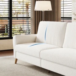 Garvee 84" Sofa Couch, Modern 3 Seater Sofa, Large Boucle Sofa For Living Room With Streamlined Armrests & Wood Feet -Baxton Studio Shop GUEST b424d099 3e7d 4899 b5e0 75d38ffaf482