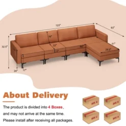 Costway Modular L-shaped Sectional Sofa W/ Reversible Chaise & 4 USB Ports OrangeDark Grey 14 Costway Modular L-shaped Sectional Sofa W/ Reversible Chaise & 4 USB Ports OrangeDark Grey -Baxton Studio Shop GUEST b42621b6 706a 4ba9 939c 5945b3c05ba9
