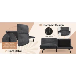 Dyonery 70" Memory Foam Folding Convertible Linen Futon Sofa Couch,Detachable Cushion,Adjustable Backrest, For Living Room,Office,Apartment, Black 19 Dyonery 70" Memory Foam Folding Convertible Linen Futon Sofa Couch,Detachable Cushion,Adjustable Backrest, For Living Room,Office,Apartment, Black -Baxton Studio Shop GUEST b4469255 2b3d 432f 874d 4d1a16d61f1e