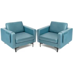 Costway Set Of 2 Leathaire Fabric Accent Armchair Single Sofa W/Side Storage Pocket -Baxton Studio Shop GUEST b47aa3b2 e1d8 4406 85f8 7efdc4f5ab92