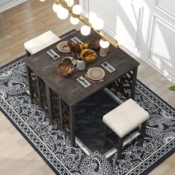 3 PCS Counter Height Wood Dining Table Set, Pub Set Foldable Table With 2 Saddle Stools-ModernLuxe -Baxton Studio Shop GUEST b480a249 372c 4628 918a aa29c8bf2ee4