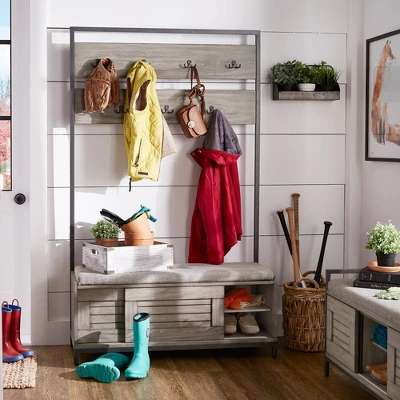 Valeria Hall Tree With Cabinet And Cushion Gray - Inspire Q 5 Valeria Hall Tree With Cabinet And Cushion Gray - Inspire Q - Image 5