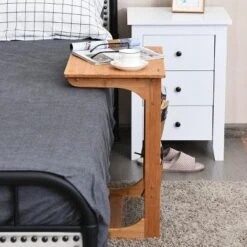 Costway Bamboo Sofa Table Laptop Desk Coffee Snack End Table Bedside Table W/Storage Bag -Baxton Studio Shop GUEST b4956d67 fef4 4c3c bd2c dc0311e3beb8