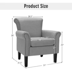 Costway Set Of 2 Upholstered Fabric Accent Chairs W/ Rubber Wood Legs Dark GrayLight Gray -Baxton Studio Shop GUEST b499d401 3b75 401a bb3d d812ca460a2a
