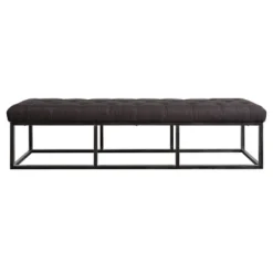 Danes Tufted Bench With Iron Legs - Finch -Baxton Studio Shop GUEST b4af336b f042 4a8f af1c 0a97e222e549