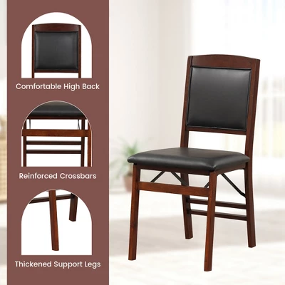 Costway 2 Pack Folding Dining Chairs Foldable Chairs With PVC Padded Seat & High Backrest 8 Costway 2 Pack Folding Dining Chairs Foldable Chairs With PVC Padded Seat & High Backrest - Image 8