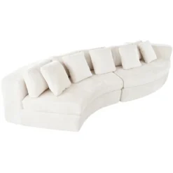 115.7" 4-Seater Chenille Modular Sofa Set, Curved Design Sofa Couch With 5 Pillows, No Assembly For Living Room & Bedroom - ModernLuxe -Baxton Studio Shop GUEST b4b9c619 71ef 43e8 b11b b4ac7fd508ac