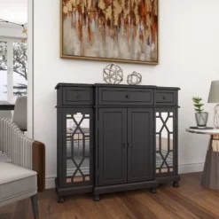 Glam Mirror And Wood Storage Cabinet Black - Olivia & May 29 Glam Mirror And Wood Storage Cabinet Black - Olivia & May -Baxton Studio Shop GUEST b4c426d2 1bf1 43fd ac19 e5c83ea4d7f6