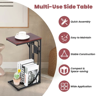 Costway 1PC2 PCS C-Shaped Side Sofa Narrow Snack Table For Living Room Bedroom Small Space 5 Costway 1PC2 PCS C-Shaped Side Sofa Narrow Snack Table For Living Room Bedroom Small Space - Image 5