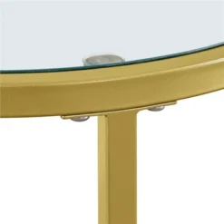 Yaheetech Round Accent Table With Glass Top And Metal Frame For Living Room -Baxton Studio Shop GUEST b50e681e 8fee 4e76 9b1b 1b1df519272a