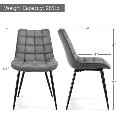 Yaheetech Set Of 2 Dining Kitchen Chairs With Backrest For Kitchen, Gray 2 Yaheetech Set Of 2 Dining Kitchen Chairs With Backrest For Kitchen, Gray - Image 2