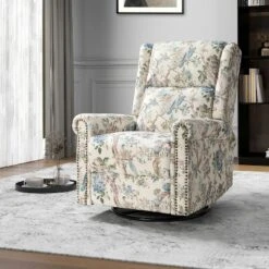 Franciscus Manual Swivel Transitional Glider Recliner With Nailhead Trims And Swivel Base | KARAT HOME -Baxton Studio Shop GUEST b52b952d db92 4206 b732 e5b79f28193b