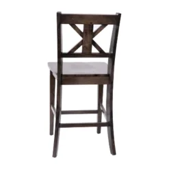 Emma And Oliver Set Of 2 Wooden Modern Farmhouse Bar Height Dining Stool With Decorative Carved Backrest And Wood Seat -Baxton Studio Shop GUEST b55815a9 8431 444f aaf6 f993c90574b0