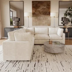 Cloud Couch Modular Sectional Sofa,100.5" V Shaped Couch, Convertible Wide Seater, 5 Seater For Living Room Set,Covers Washable&Replaceable