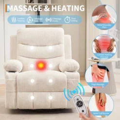 Recliner Chair Nursery, Manual Reclining Rocking Chair, 360 Swivel Glider With Cup Holder, Massage And Heat Recliner, Indoor Single Sofa Chairs -Baxton Studio Shop GUEST b5602a42 05da 4ea4 bd4a 4c29a2ef9c54