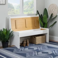 Large Merrill Back Rest Bench - Linon -Baxton Studio Shop GUEST b5624d97 bc5e 4f72 9a65 fdadedb0381c