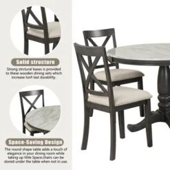 5-Piece Dining Set With Solid Wood Table And 4 Chairs, Gray - ModernLuxe -Baxton Studio Shop GUEST b5837896 9743 4250 b196 13e1afd39c90