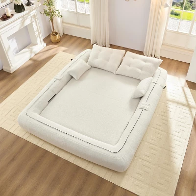 Foldable Human Dog Bed For Adults, 78.7" Multi-Functional Sofa Bed, 3 In 1 Teddy Fabric Sleeper Sofa Bed For Living Room Guest Bed Playroom 8 Foldable Human Dog Bed For Adults, 78.7" Multi-Functional Sofa Bed, 3 In 1 Teddy Fabric Sleeper Sofa Bed For Living Room Guest Bed Playroom - Image 8