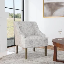 Classic Swoop Arm Chair Artistic Floral Print Linen - HomePop 14 Classic Swoop Arm Chair Artistic Floral Print Linen - HomePop -Baxton Studio Shop GUEST b5baf3f7 a778 4571 8454 94a02b2bab01