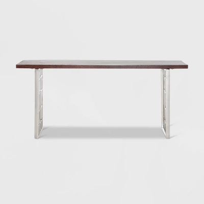 Lennox Contemporary Wood And Silver Metal Bench Dark Walnut Brown - Adore Decor 6 Lennox Contemporary Wood And Silver Metal Bench Dark Walnut Brown - Adore Decor - Image 6