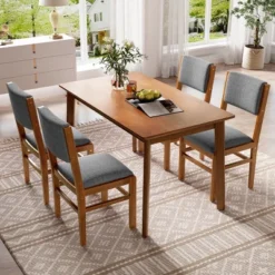 Set Of 4 Mid Century Modern Upholstered Dining Chairs With Solid Wood Frame And Fabric Seat For Kitchen Dining Room Living Room–Maison Boucle 13 Set Of 4 Mid Century Modern Upholstered Dining Chairs With Solid Wood Frame And Fabric Seat For Kitchen Dining Room Living Room–Maison Boucle -Baxton Studio Shop GUEST b617bf85 84e0 4fd4 bcf7 a0561d9ca903