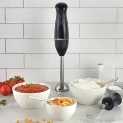 KitchenSmith By Bella Immersion Blender - Black: 250W Handheld Mixer, 2 Speeds, Whips & Purees, Plastic, 2-Year Warranty