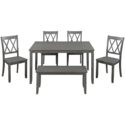 6-Piece Farmhouse Rustic Wooden Dining Table Set With 4 Cross Back Chairs And Bench - ModernLuxe 12 6-Piece Farmhouse Rustic Wooden Dining Table Set With 4 Cross Back Chairs And Bench - ModernLuxe -Baxton Studio Shop GUEST b62908f4 21ce 4a2d 9c38 b2bf30ec3688
