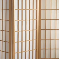 6 Ft. Tall Window Pane Shoji Screen - Natural (5 Panels)