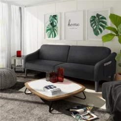 Yaheetech Upholstered Convertible Sofa Bed Futon With Adjustable Split Back -Baxton Studio Shop GUEST b65fa624 e6ad 4997 8162 4fee5309a93d