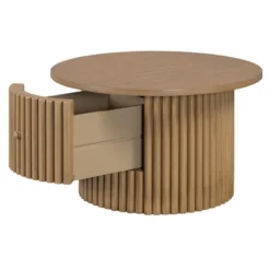 Round Coffee Table With Storage, 30.5" Wooden Center Table With Drawer, Accent Cocktail End Table For Living Room Bedroom Office -Baxton Studio Shop GUEST b680cbe5 eb56 4f67 8f6b aefc62cf4d65