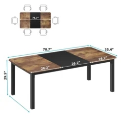 Industrial Dining Table For 6~8 People, 78.7" Long Kitchen Table,Wood Dining Table, Kitchen & Dining Room Table, Rectangle Dining Room Table For 6 -Baxton Studio Shop GUEST b6a4bf3c bb98 42f0 ab52 73d82a0aa1d7