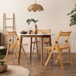 VINGLI Wood Folding Chairs With Curved Backs, Portable & Durable For Indoor/Outdoor Events, Set Of 4, 300 Lbs Capacity