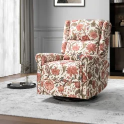 Franciscus Manual Swivel Transitional Glider Recliner With Nailhead Trims And Swivel Base | KARAT HOME -Baxton Studio Shop GUEST b6e0716e 7954 4a2b a1e8 b7fb1f73e3ae