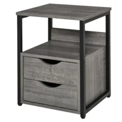 HOMCOM Industrial Side Table, End Table With 2 Storage Drawers Accent Piece -Baxton Studio Shop GUEST b6e9d644 1872 4976 811d 022f0258acf8