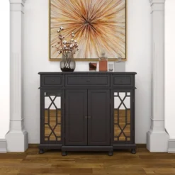 Glam Mirror And Wood Storage Cabinet Black - Olivia & May 38 Glam Mirror And Wood Storage Cabinet Black - Olivia & May -Baxton Studio Shop GUEST b714a111 ea8c 43da 83e6 4e339a2174e8