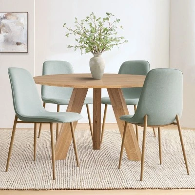 Set Of 4 Dining Chairs With Back, Upholstered Modern Accent Chairs With Metal Wood-Look Legs For Dining Room-Maison Boucle 12 Set Of 4 Dining Chairs With Back, Upholstered Modern Accent Chairs With Metal Wood-Look Legs For Dining Room-Maison Boucle - Image 12