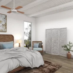 Farmhouse Wood Carved Room Divider Screen White - Olivia & May -Baxton Studio Shop GUEST b75eaa40 4d80 4b30 9cc2 f82454081c35