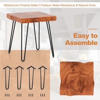 Costway Square End Table Accent Side Table Reclaimed Teak Wood Plant Stand Patio Rustic 6 Costway Square End Table Accent Side Table Reclaimed Teak Wood Plant Stand Patio Rustic - Image 6